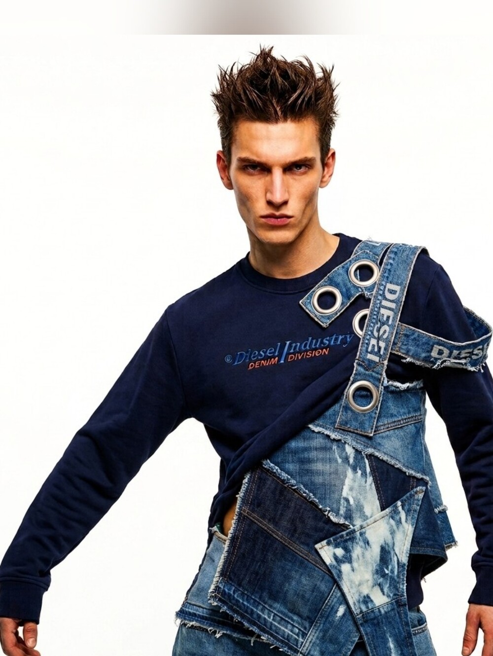 Diesel Crewneck Sweatshirt in Navy with Blue & Orange Logo